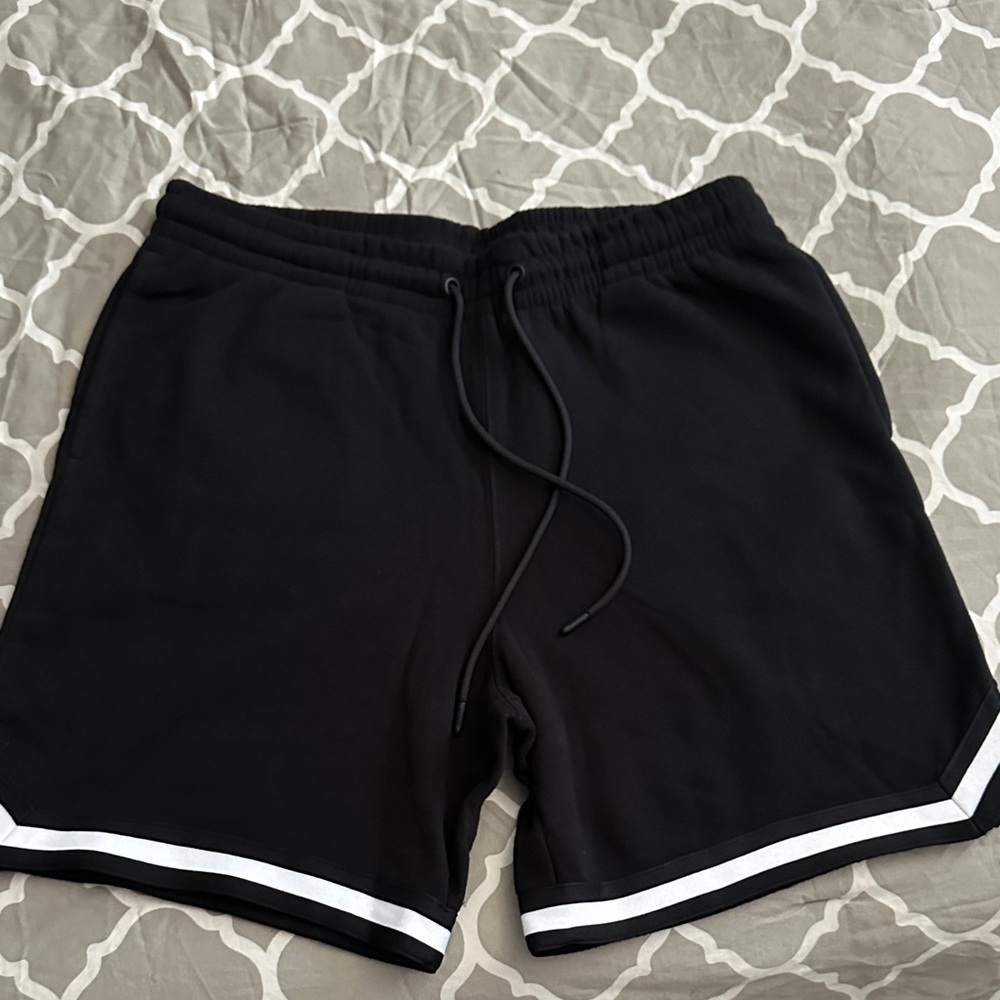 Athletic Black Shorts with White Accents
